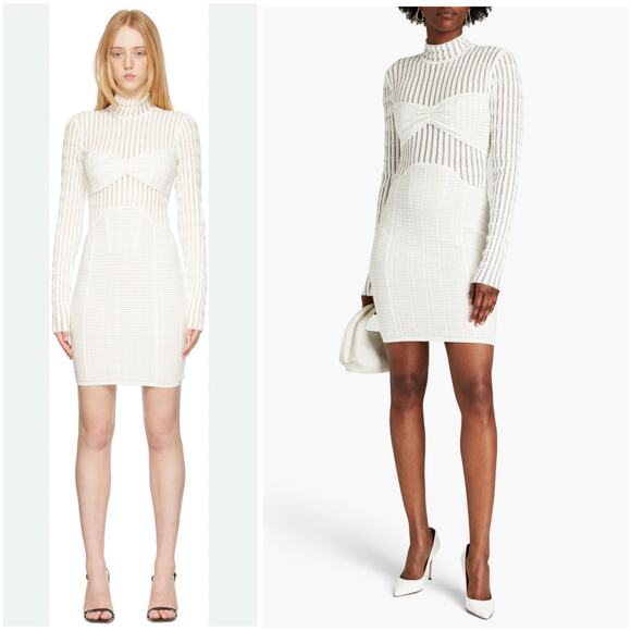 Herve Leger Bandage Burnout Bandage Mini Dress White - Cream Size Small - Picture 3 of 10